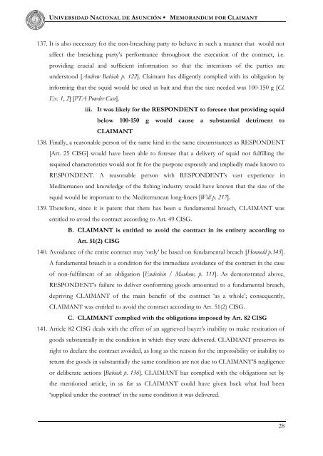 MEMORANDUM FOR CLAIMANT