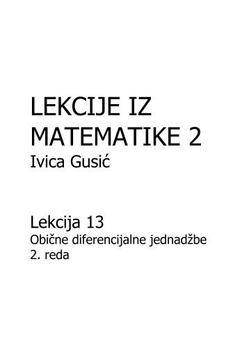 ObiÄne diferencijalne jednadÅ¾be 2. reda