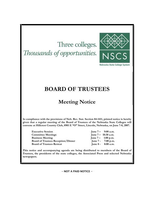 BOARD OF TRUSTEES - Nebraska State College System