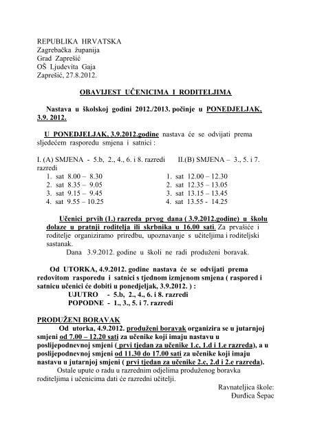 Upoznavanje s učenicima