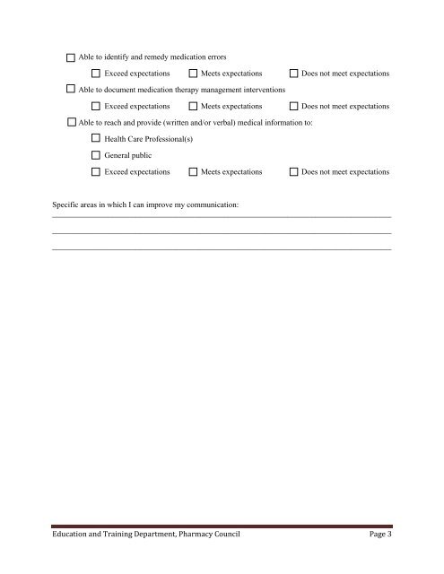 Interns evaluation of self, preceptor & site experience - Pharmacy ...