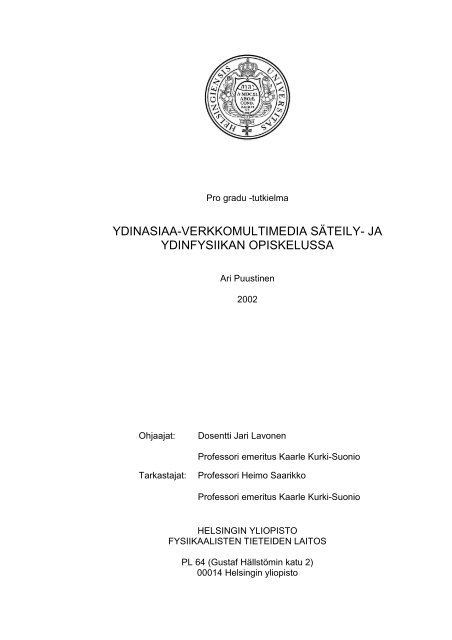 GrYdinas.pdf, 1325 kB - Fysiikan opettajankoulutus - Helsinki.fi