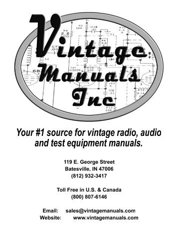Notice - W7FG Vintage Manuals