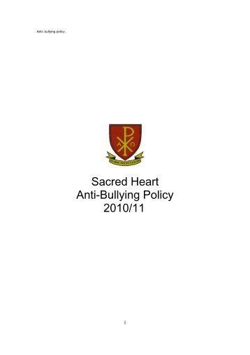 Anti-Bullying Policy - Sacred Heart Catholic School