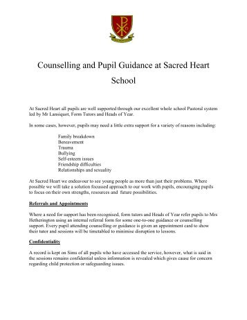 Counselling and Pupil Guidance policy - Sacred Heart Catholic School