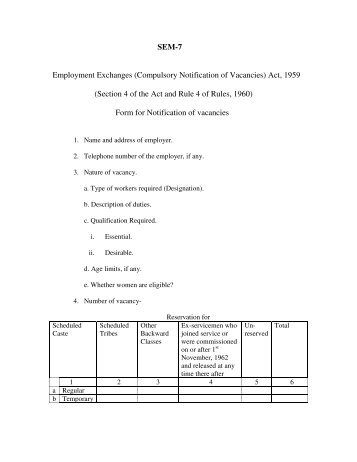 SEM-7 Employment Exchanges (Compulsory Notification of ...