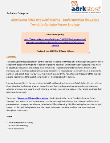 Aarkstore - Biopharma M&A and Deal Making - Understanding the Latest Trends to Optimize Future Strategy