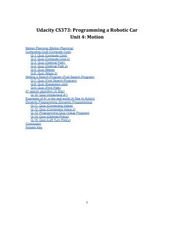 Udacity CS373: Programming a Robotic Car Unit 4: Motion