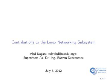Contributions to the Linux Networking Subsystem