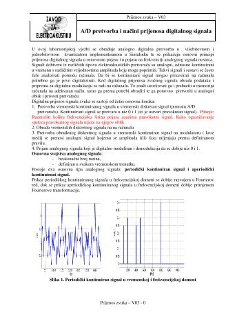 A/D pretvorba i naÄini prijenosa digitalnog signala - FER