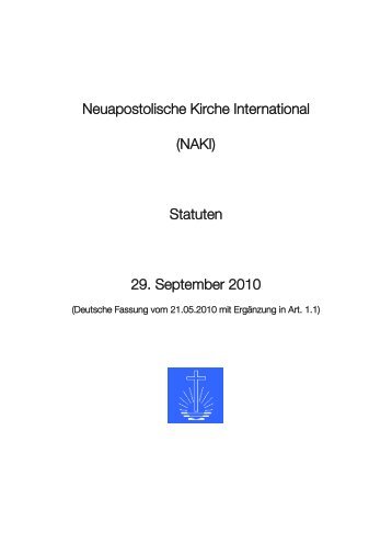 NAKI-Statuten - New Apostolic Church International