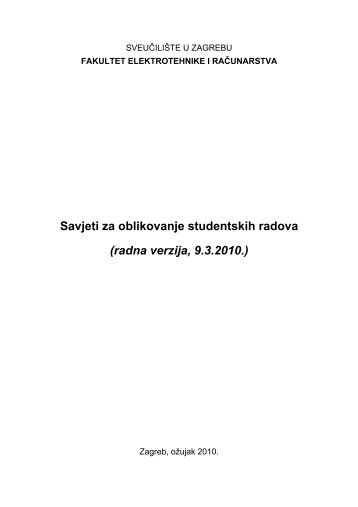 Savjeti za oblikovanje studentskih radova - FER - SveuÄiliÅ¡te u ...