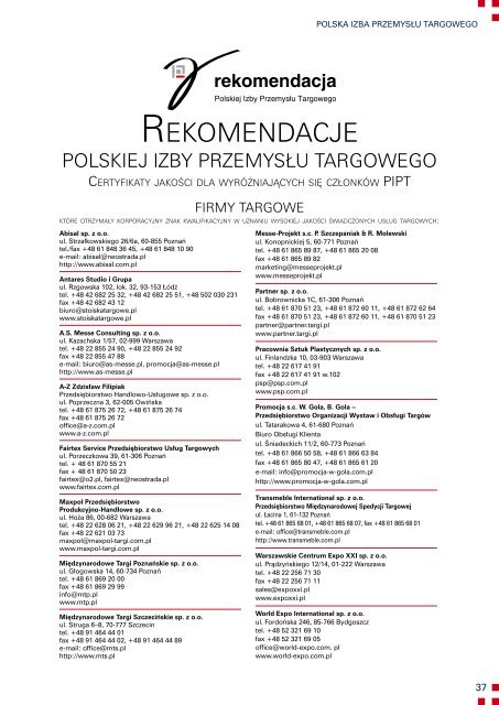 TaRgI w Polsce - Polska Izba PrzemysÅu Targowego