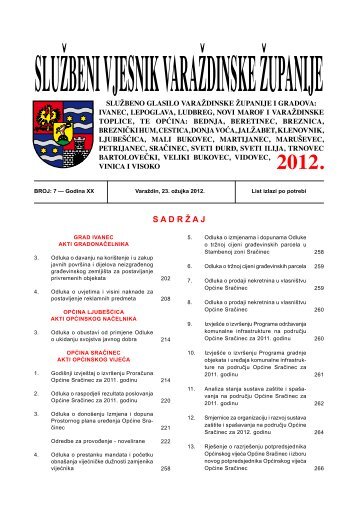 SluÅ¾beni vjesnik VaraÅ¾dinske Å¾upanije 07-12 - OpÄina LjubeÅ¡Äica