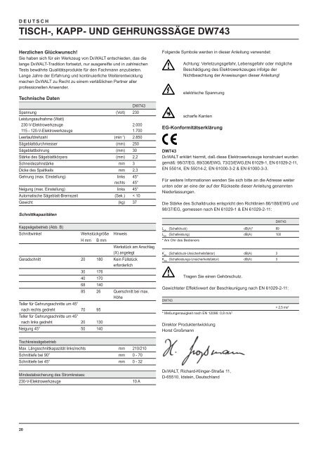 kombinasjonssag dw743 - Service - DeWalt