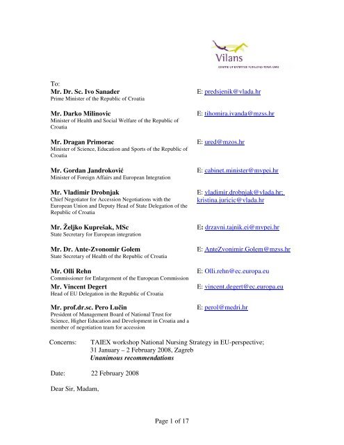 Page 1 of 17 To: Mr. Dr. Sc. Ivo Sanader E: predsjenik@vlada.hr Mr ...