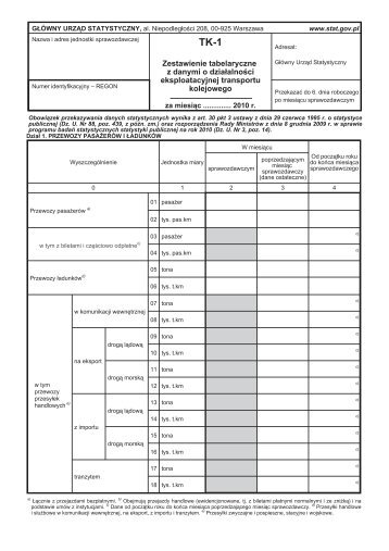 Zestawienie tabelaryczne z danymi o dziaÂ³alnoÅci ... - GUS.PL