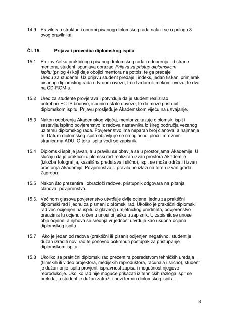 Pravilnik o studiranju na preddiplomskom i diplomskom ... - ADU