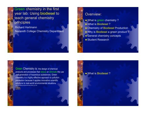 Power Point Presentation (PDF) - Green Chemistry Center