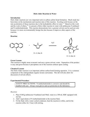 Diels-Alder Reaction in Water Introduction - Green Chemistry Center