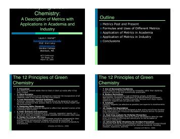 Analyzing Green Chemistry: - Green Chemistry Center