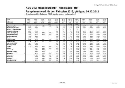 KBS 340: Magdeburg Hbf - Halle(Saale) Hbf Fahrplanentwurf ... - Nasa