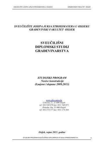 Studijski program - SveuÄiliÅ¡te Josipa Jurja Strossmayera u Osijeku