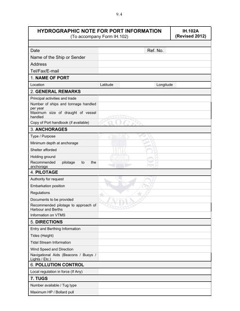 indian notices to mariners - Indian Naval Hydrographic Department