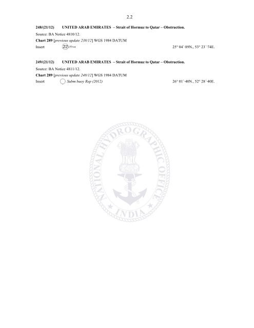 indian notices to mariners - Indian Naval Hydrographic Department