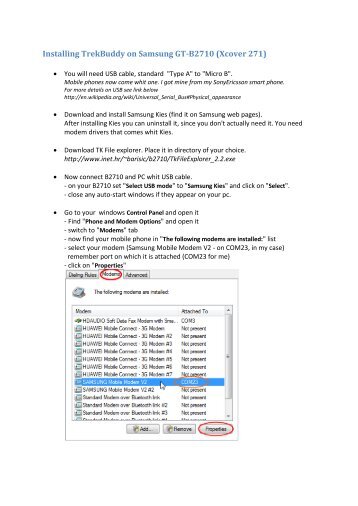 Installing TrekBuddy on Samsung GT-B2710 (Xcover 271)