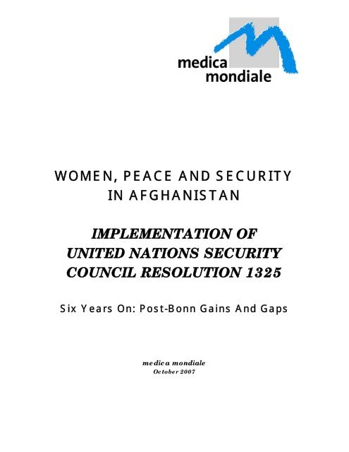 women, peace and security in afghanistan - medica mondiale eV