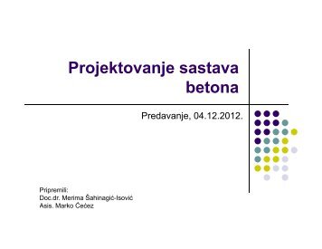 Projektovanje sastava betona - GF:UNMO:BA