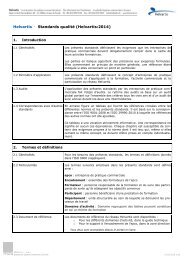 Standards qualitÃ© - Services commerciaux - Helvartis