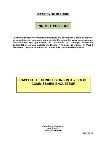 Rapport et conclusion 20 Novembre 2012. - AUDE