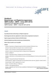 Handbuch Bewerbungs- und Registrierungsprozess: GBFE-Institut ...