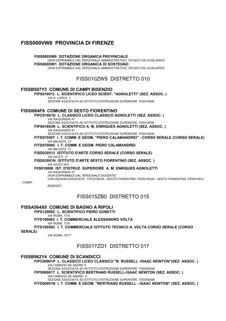 Scuola Sec. di II grado a.s. 2011-12 - (ex CSA) di Firenze