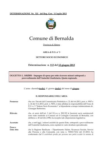 Impegno di spesa x retta ricovero minori - Quota regionale.