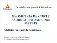 GEOMETRIA DE CORTE E CRISTALINIDADE DOS METAIS