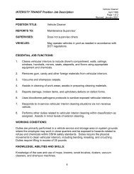 Vehicle Cleaner INTERCITY TRANSIT Position Job Description