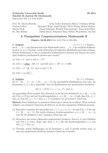 8. Â¨Ubungsblatt Computerorientierte Mathematik II