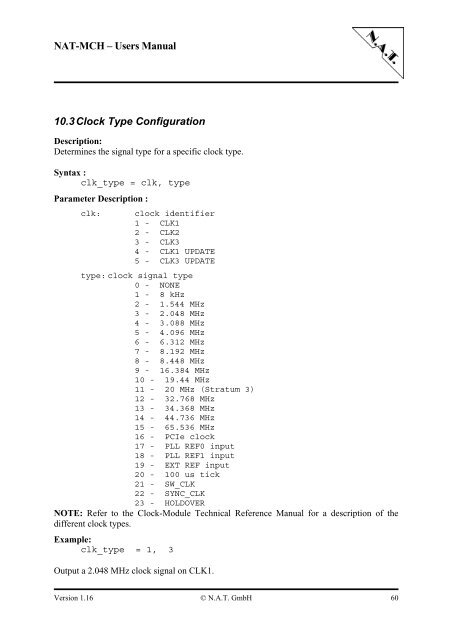 NAT-MCH Users Manual Version 1.16