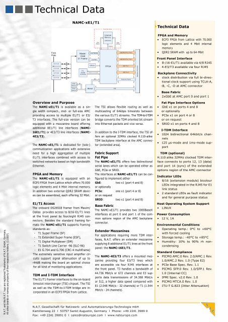 NAMC-xE1/T1 and NAMC-xE3/T3 - NAT