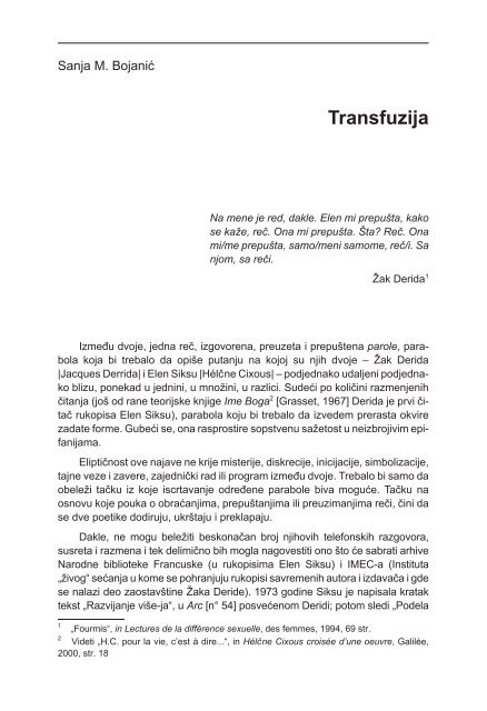 Transfuzija - komunikacija