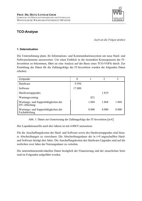 TCO-Analyse - WestfÃ¤lische Wilhelms-UniversitÃ¤t MÃ¼nster