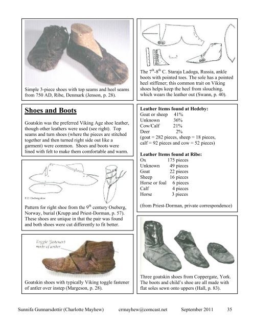 Viking Age Clothing Class Handouts pgs 35-40 Shoes ... - Olvik Thing