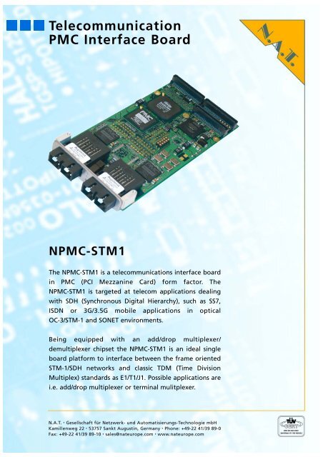 Telecommunication PMC Interface Board NPMC-STM1 - NAT