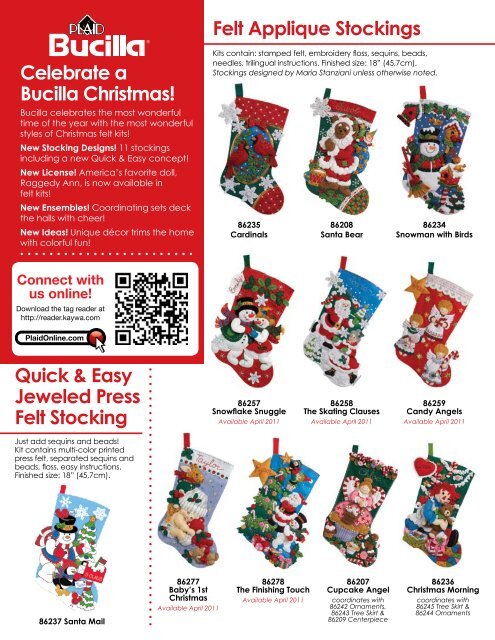 Bucilla Felt Stocking Applique Kit 18 Long A Christmas Skate