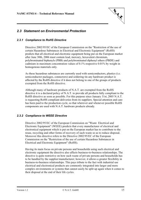 NAMC-STM1/4 Telecom AMC Module Technical Reference ... - NAT