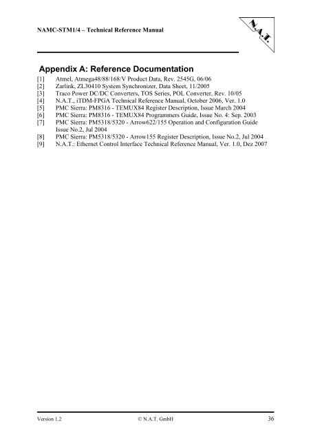 NAMC-STM1/4 Telecom AMC Module Technical Reference ... - NAT