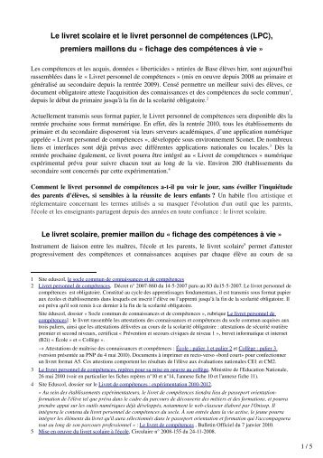 Le livret scolaire et le livret personnel de compÃ©tences - Collectif ...